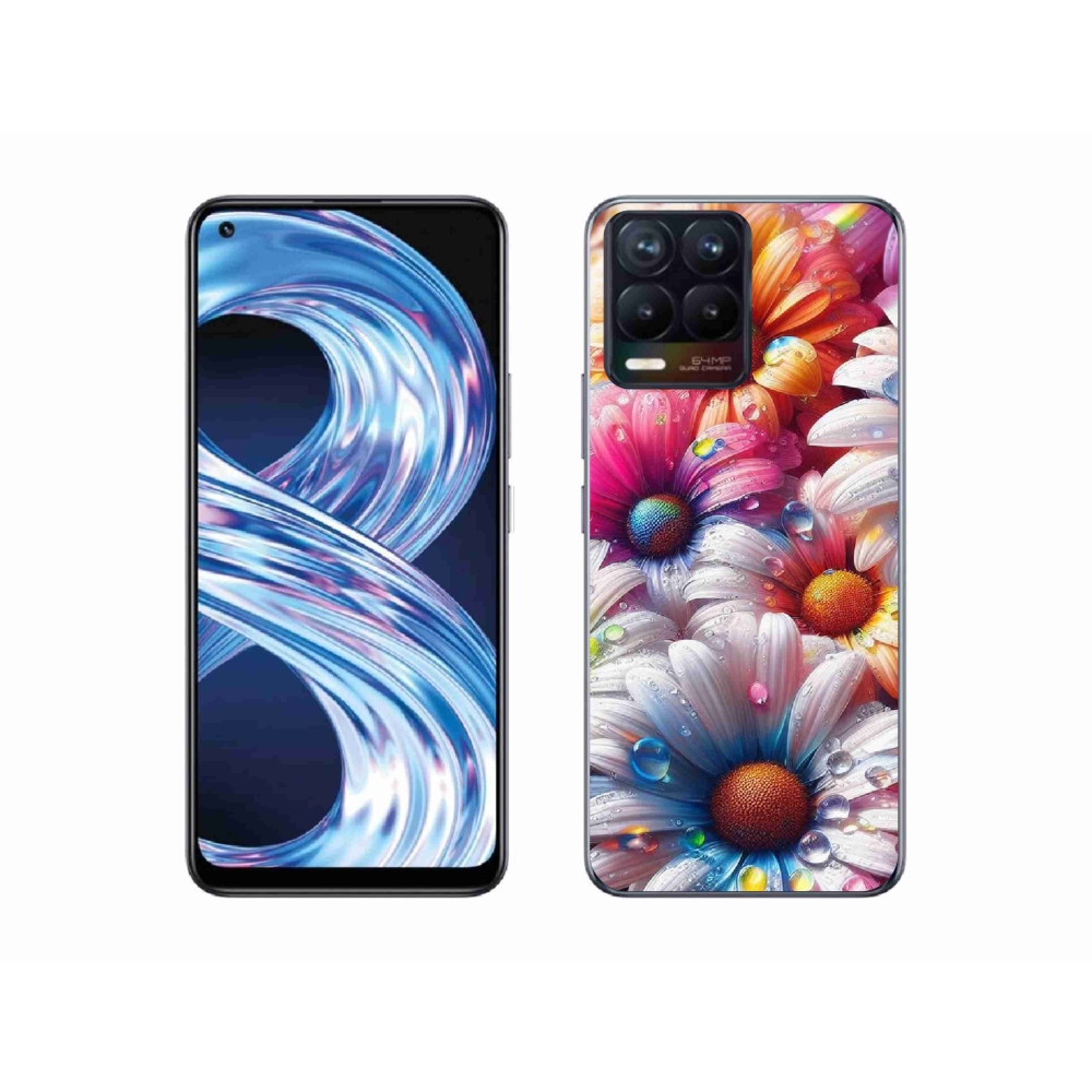 Gél borítás mmCase a Realme 8 4G készülékhez - színes margaréták
