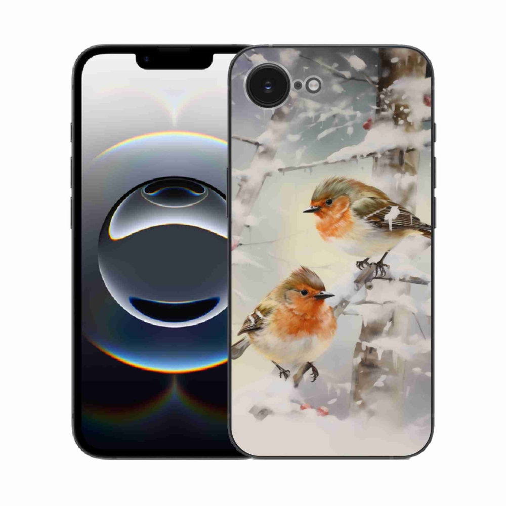 Gél borítás mmCase iPhone 16e készülékhez - madarak télen