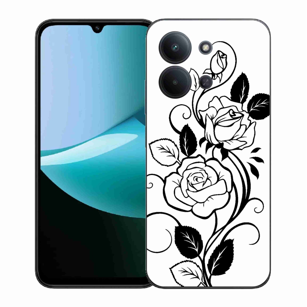 Gél borítás mmCase a Xiaomi Redmi 15C 4G (171mm)/Poco C85 4G (171mm) - fekete és fehér rózsa