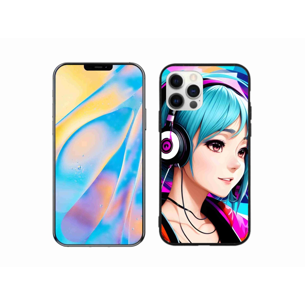 Zselés borítás mmCase iPhone 12 Pro készülékhez - lány fejhallgatóval