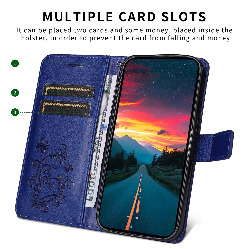 Nagy pillangó könyv tok a Realme 14 Pro+ 5G számára - kék