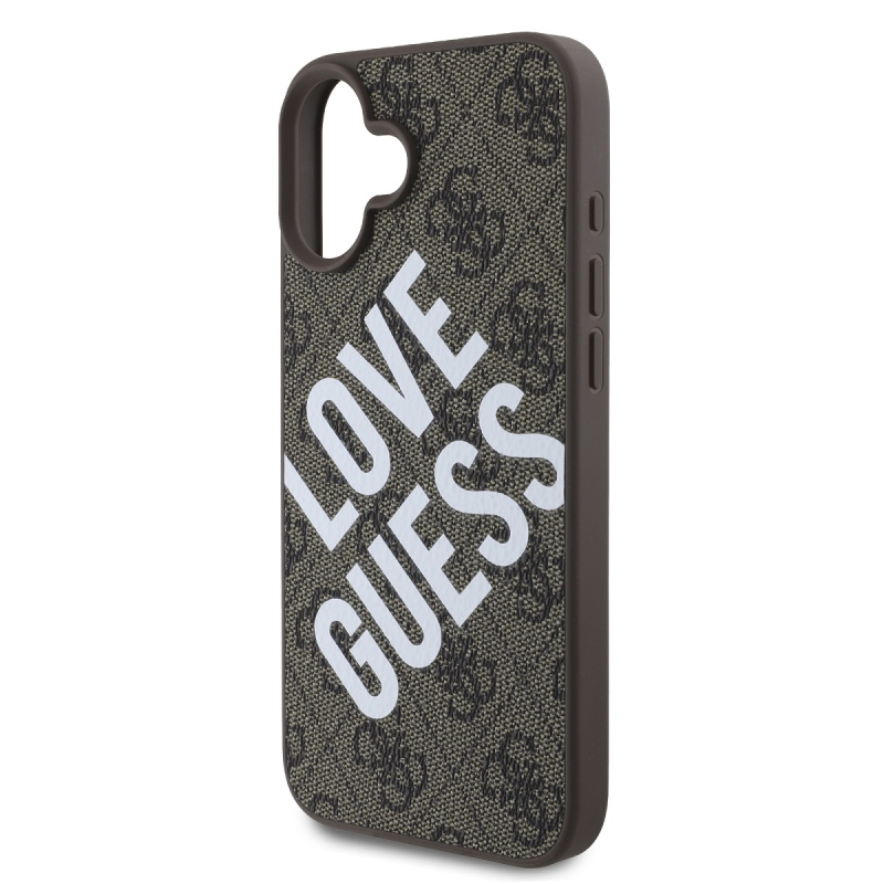 Guess PU bőr 4G Big Love Logo MagSafe hátlap iPhone 16-hoz Barna barna