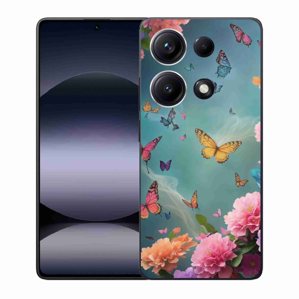 Gél borító mmCase a Xiaomi Redmi Note 14S-hez - színes virágok és pillangók