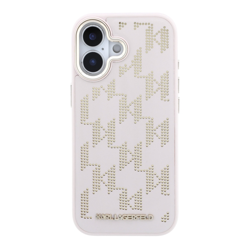 Karl Lagerfeld PU perforált Monogram MagSafe hátsó tok iPhone 17-hez, rózsaszín