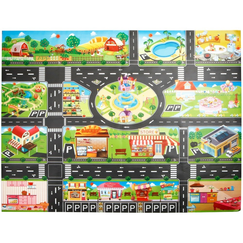 Gyerek vízálló játszószőnyeg 130 × 100 cm - városi