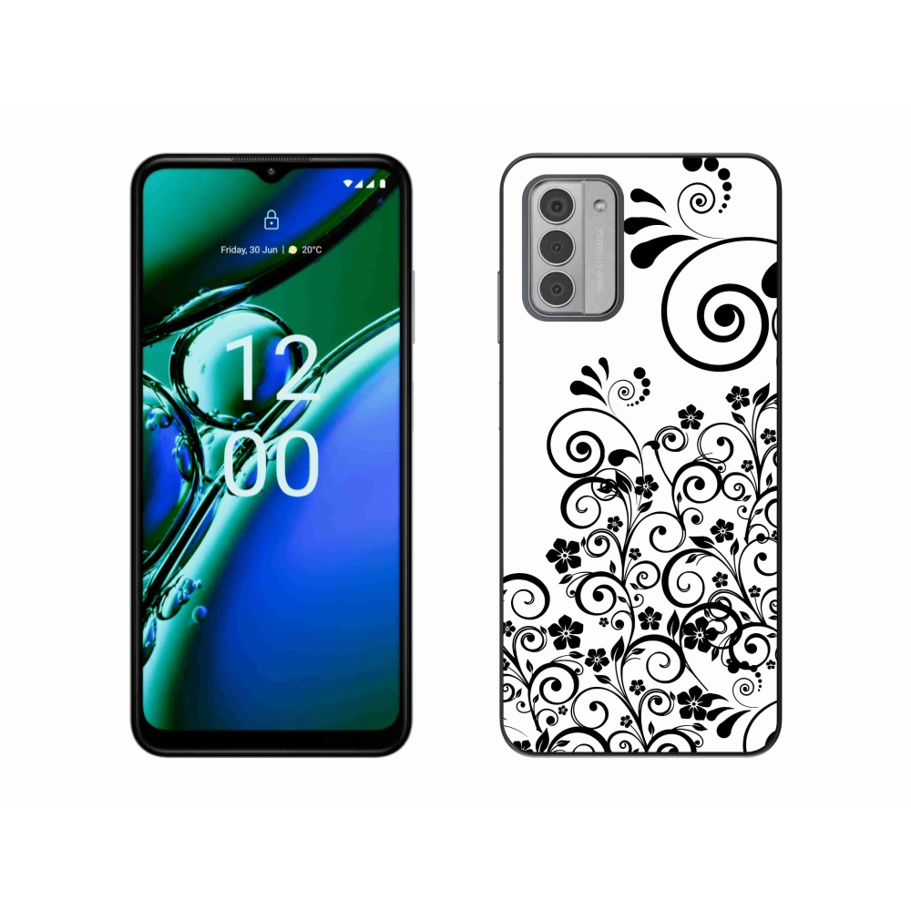 Zselés borítás mmCase a Nokia G42 készülékhez - fekete-fehér virágminták