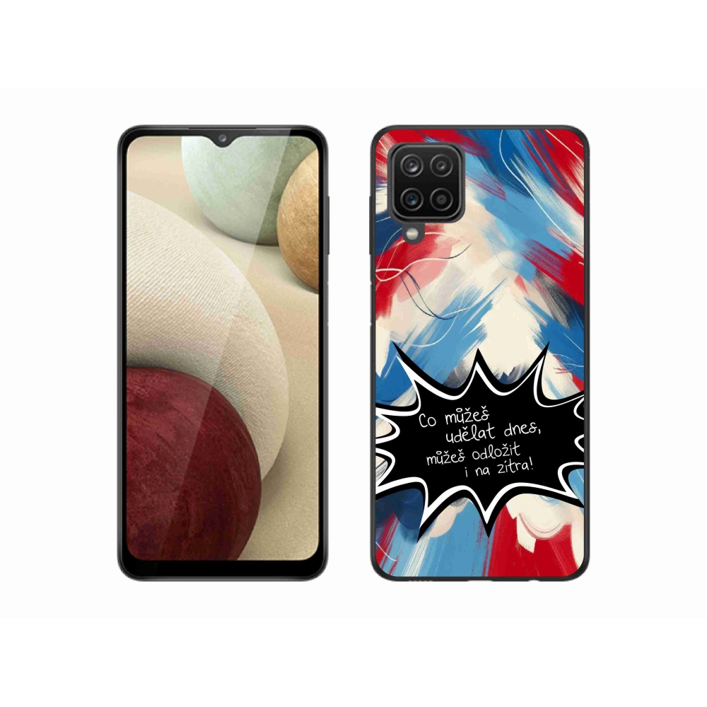 Gél borítás mmCase Samsung Galaxy A12 készülékhez - vicces szöveg 9 fekete háttér