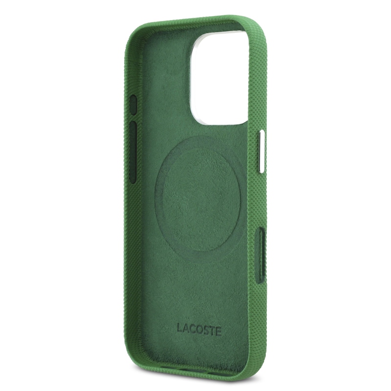 Lacoste PVC Iconic Petit Pique fém logó MagSafe hátlap iPhone 16 Pro Estragon zöldhez