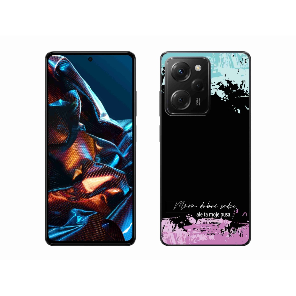 Gél borító mmCase a Xiaomi Poco X5 Pro 5G-hez - vicces szöveg 3 fekete háttérrel