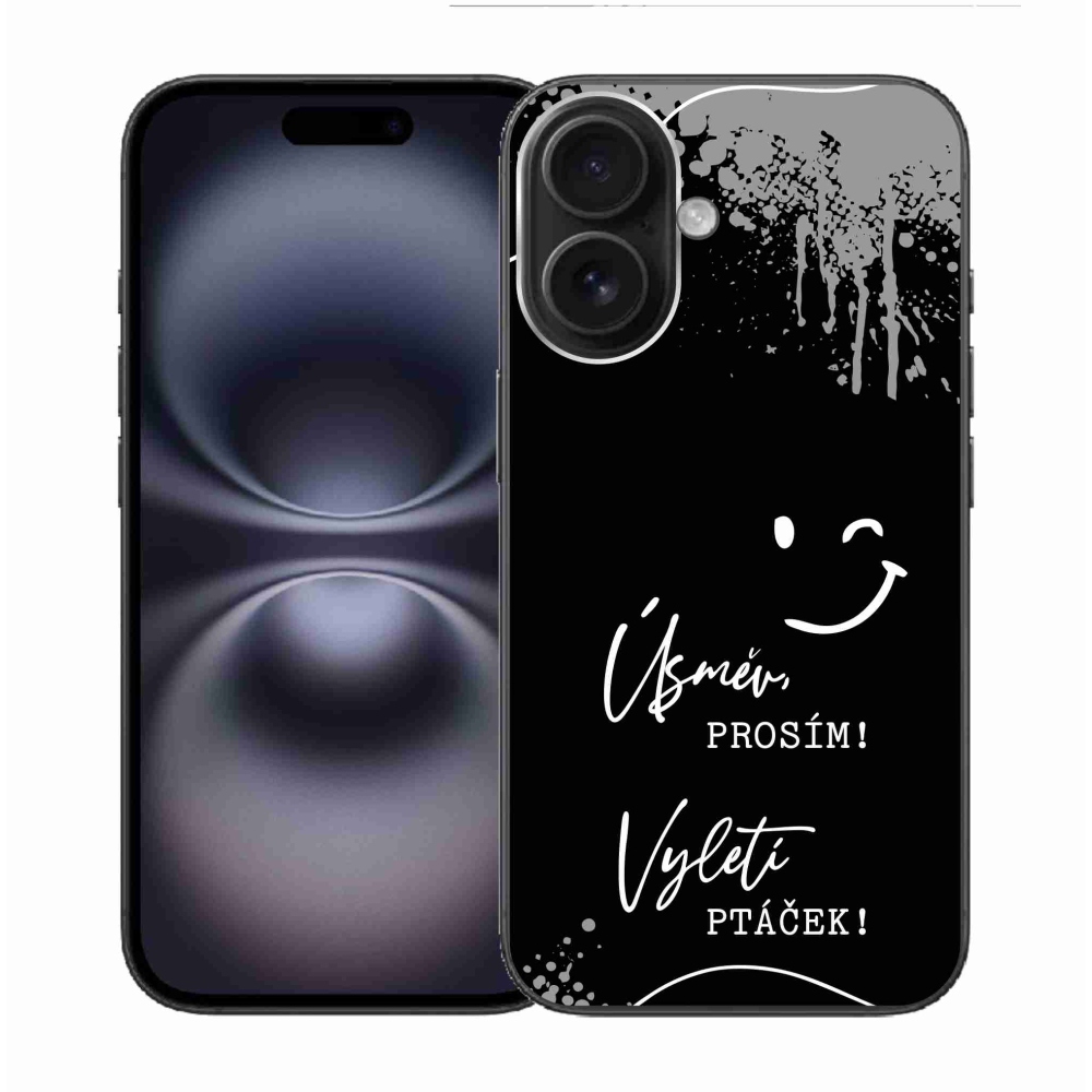 Gél borítás mmCase iPhone 16 készülékhez - vicces szöveg 4 fekete háttér