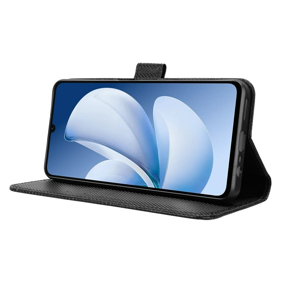 Gyémánt könyvtáska Realme Note 70T-hez - fekete