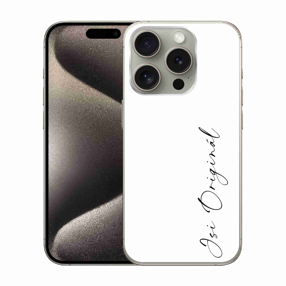 Gél borítás mmCase iPhone 15 Pro készülékhez - te vagy az eredeti fehér háttér