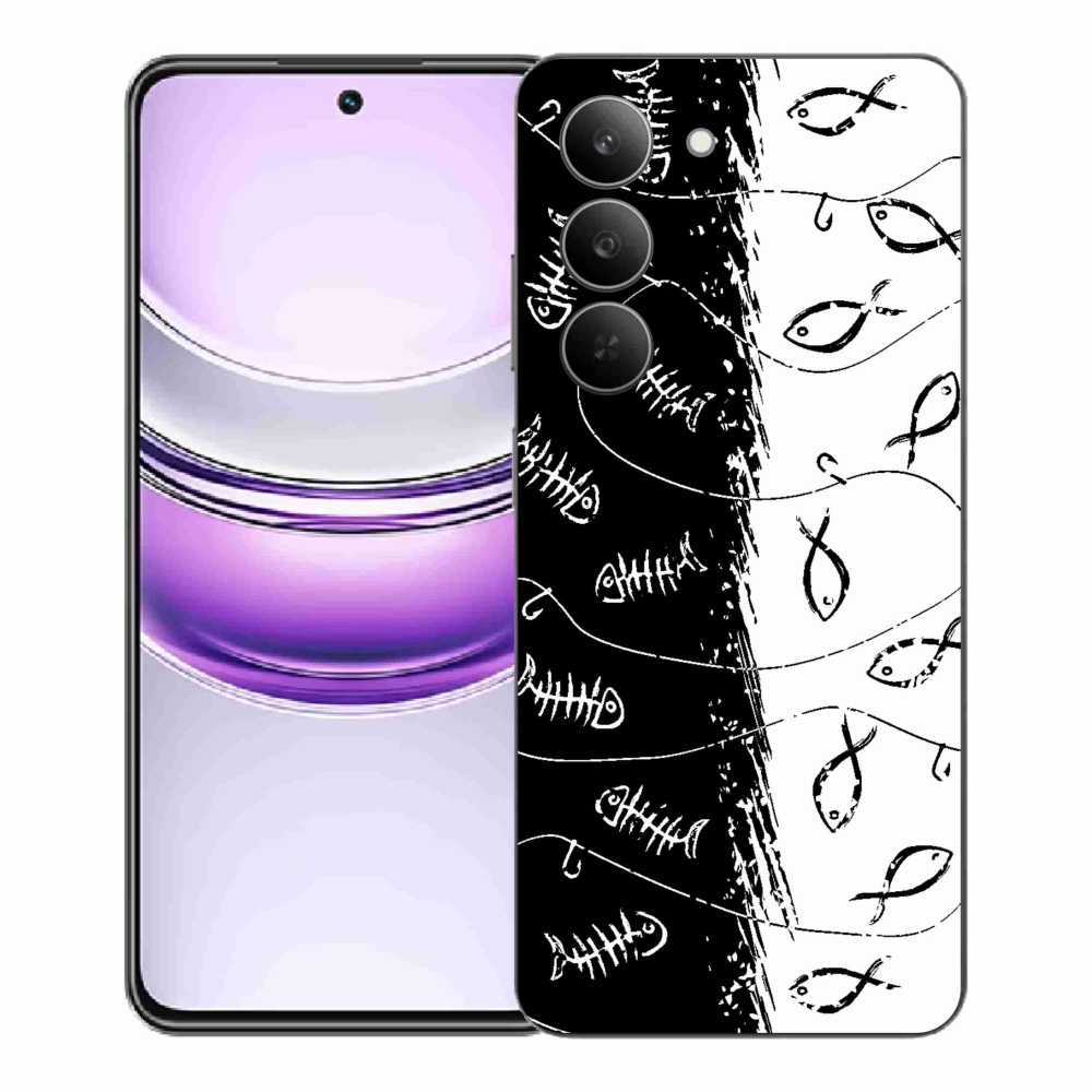 Zselés borító mmCase a Realme 14x 5G készülékhez - csontvázak és halak