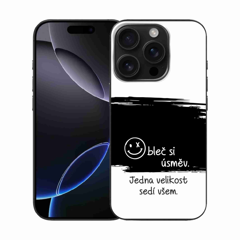 Gél borítás mmCase iPhone 16 Pro készülékhez - vicces szöveg 8 fekete-fehér háttérrel