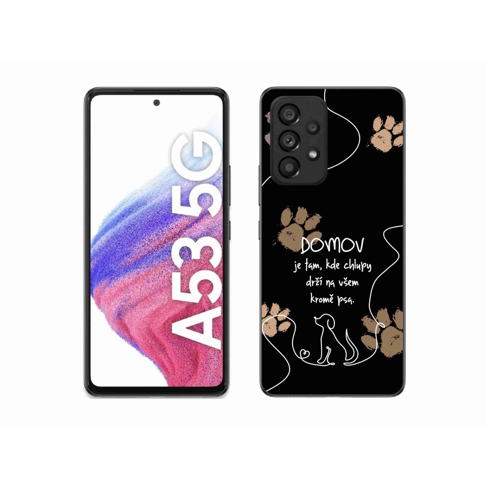 Gél borítás mmCase Samsung Galaxy A53 5G - kutya motívum fekete háttérrel