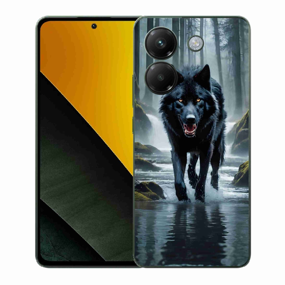 Zselés borítás mmCase a Xiaomi Poco M7 Pro 5G-hez - fekete farkas