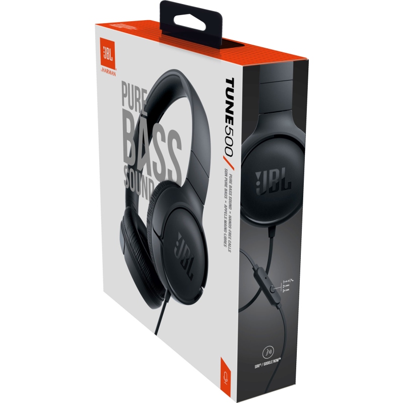 JBL T500 Tune fejhallgató, fekete