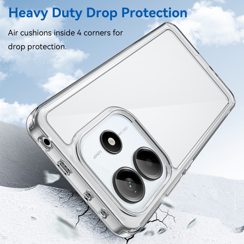 Gél tok kemény hátlappal a Xiaomi Redmi Note 14 5G-re - átlátszó