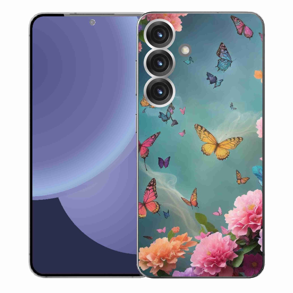 Gél borítás mmCase Samsung Galaxy S25+ - színes virágok és pillangók
