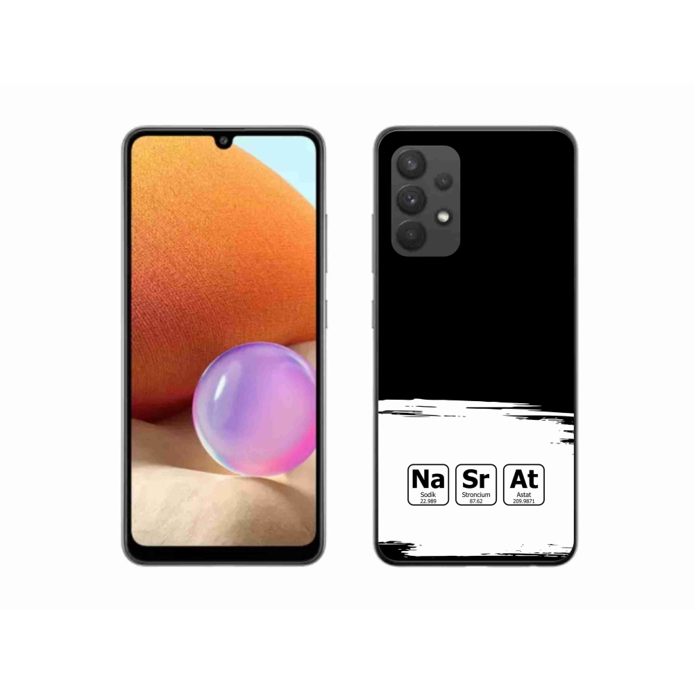 Gél borítás mmCase Samsung Galaxy A32 4G - kémiai elemek fehér és fekete háttérrel