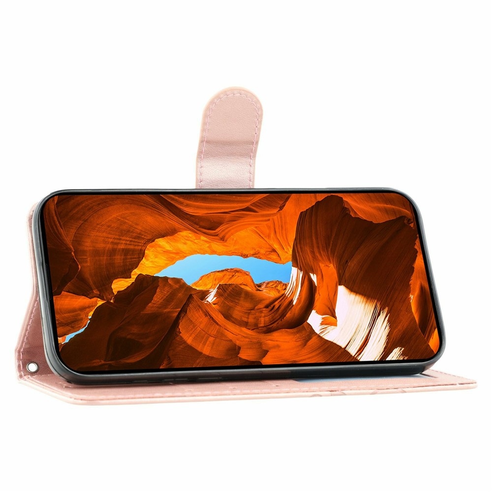 Rózsák könyv tok Xiaomi Redmi 15 5G - rózsaarany