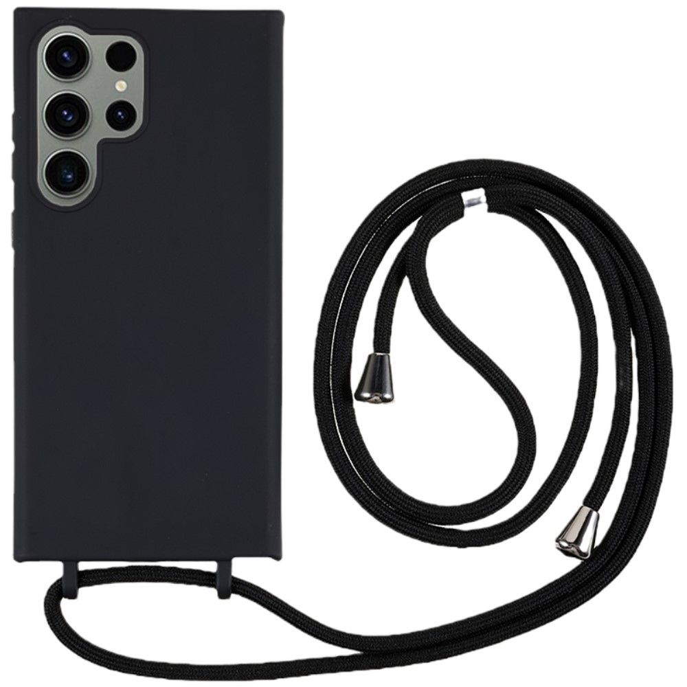 Zsinórral ellátott zselés tok Samsung Galaxy S25 Ultra készülékhez - fekete