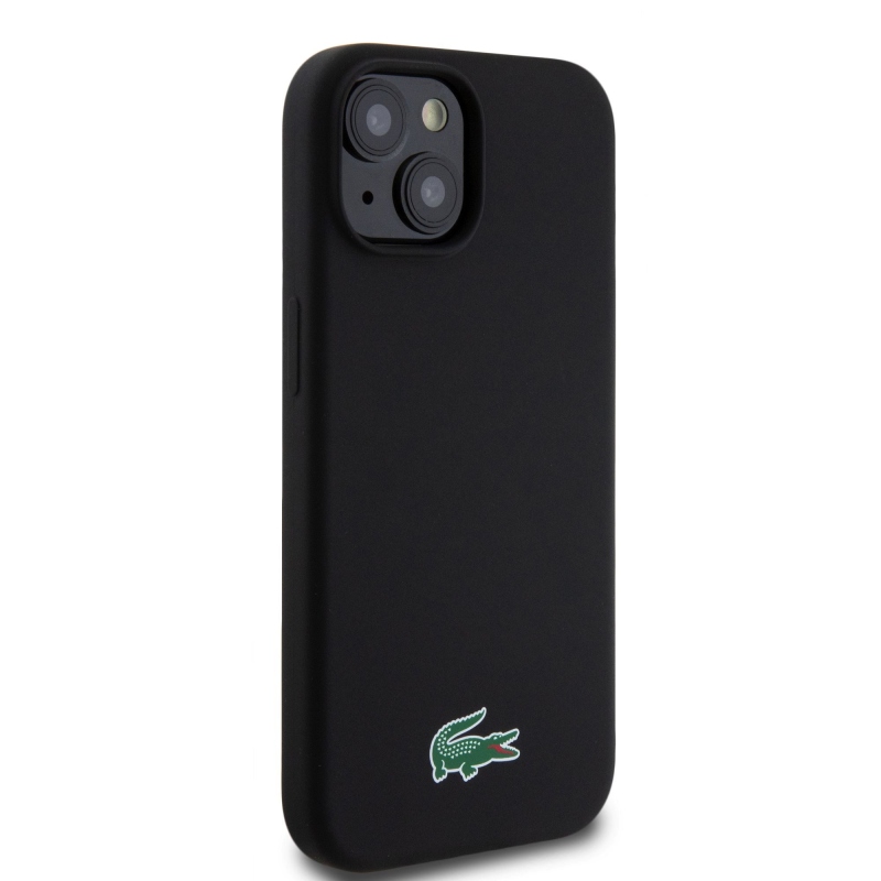 Lacoste Liquid Silicone Microfiber Croc Logo Magsafe hátlap iPhone 15 Fekete fekete
