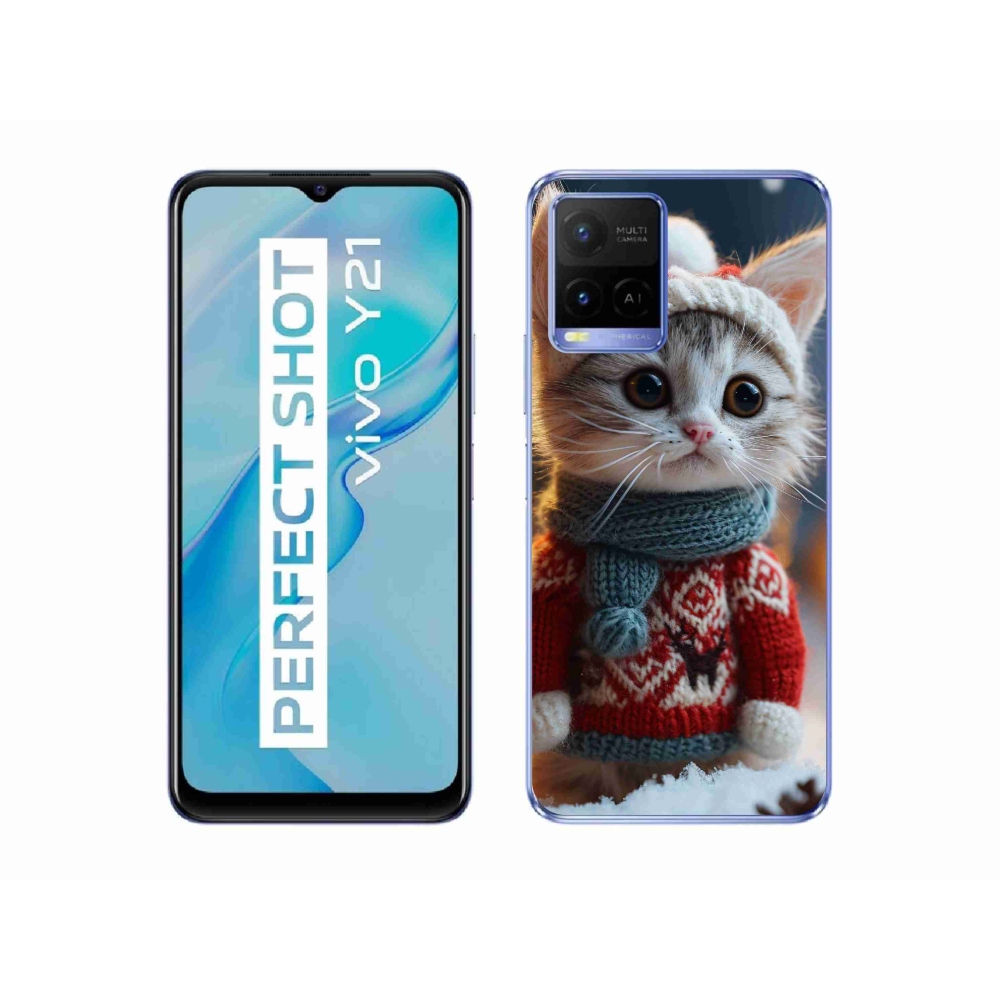 Gél borító mmCase a Vivo Y21/Y21s/Y33s készülékhez - cica pulóverben