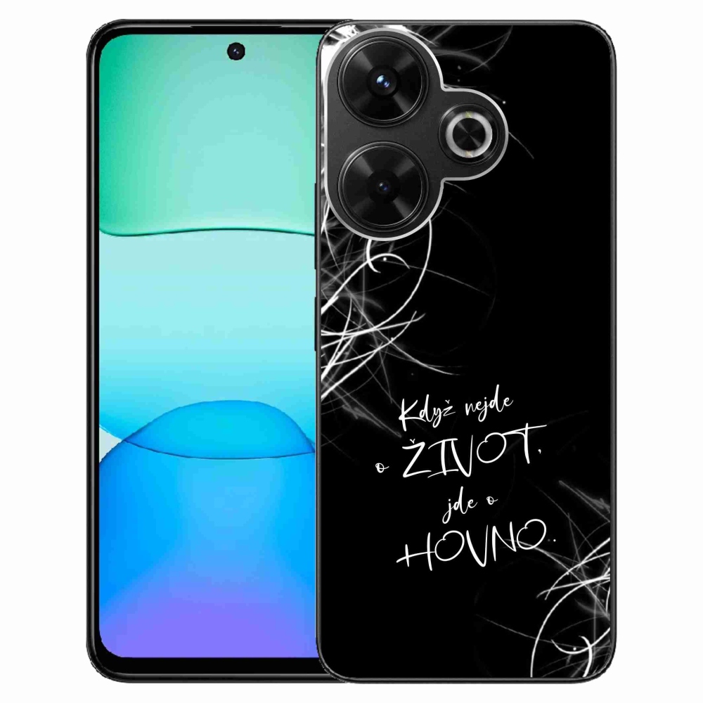 Gél borító mmCase a Xiaomi Redmi 13 4G/Poco M6 4G számára - vicces szöveg 16 fekete háttérrel