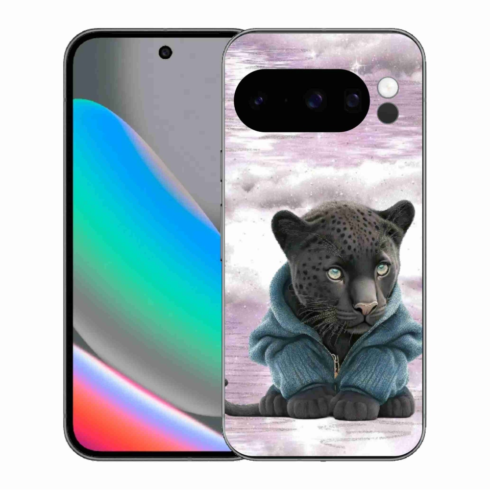 Gél borítás mmCase a Google Pixel 10 Pro számára - fekete párduc pulóverben