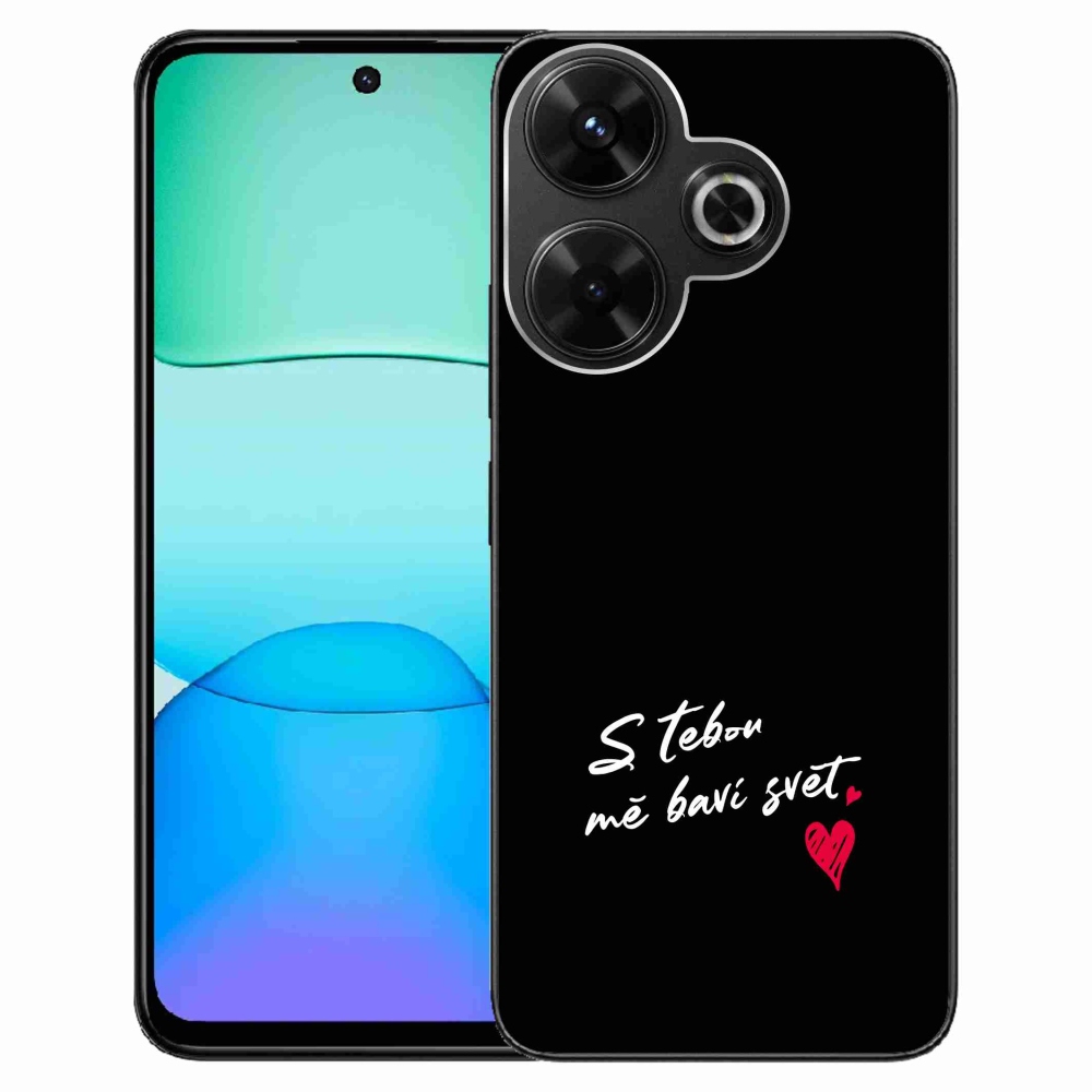 Gél borító mmCase a Xiaomi Redmi 13 4G/Poco M6 4G - szerelem szöveg 1 fekete háttérrel