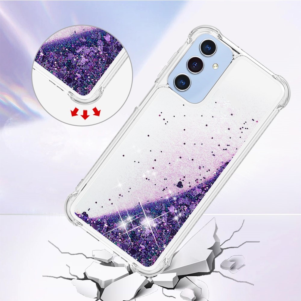 Glitter homokóra zselés tok Samsung Galaxy A26 5G - sötét lila/szív