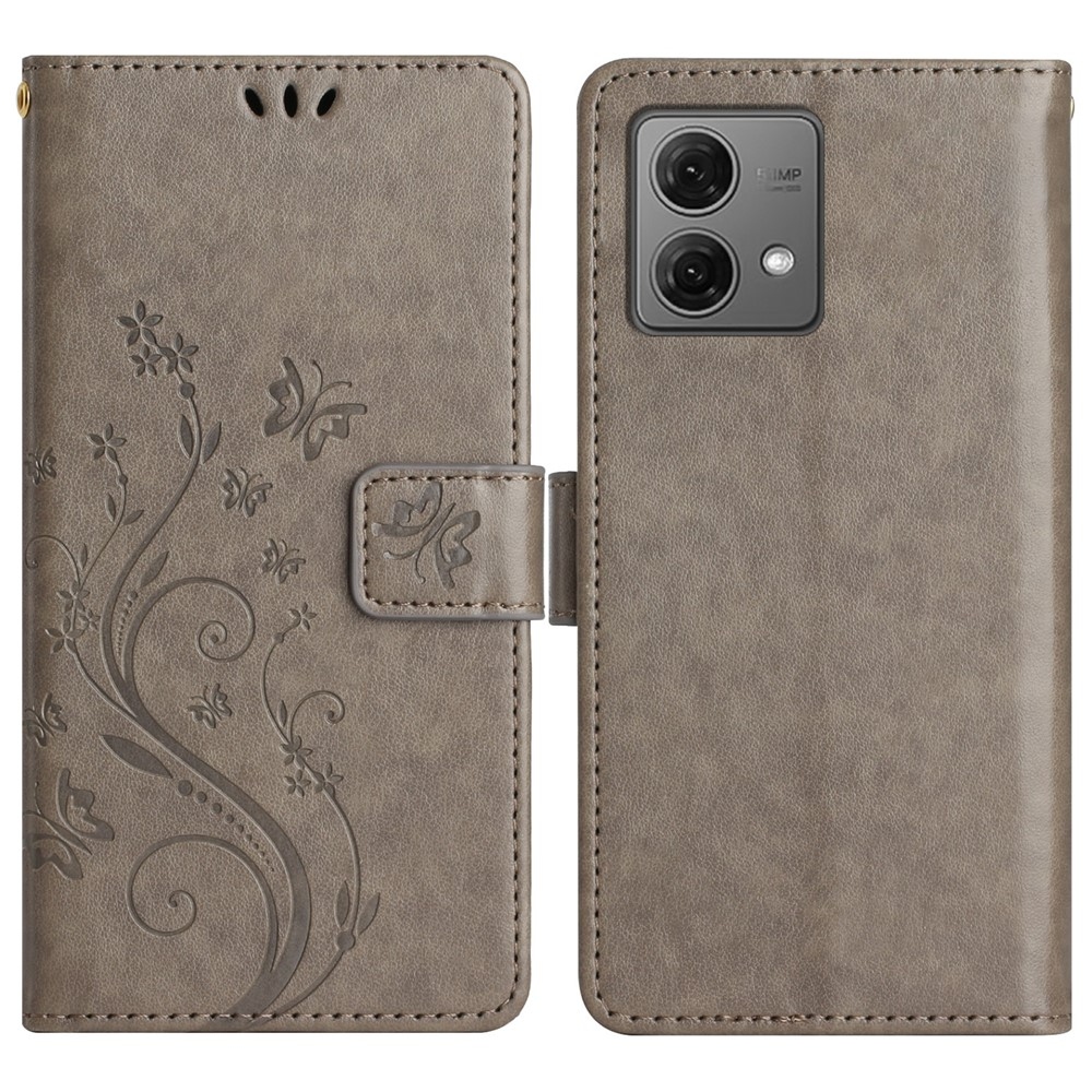 Virágok könyv tok Motorola Moto G85 5G - szürke