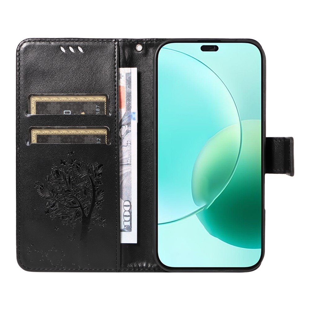 Fák könyvtáska Honor 400 Lite-hoz - fekete