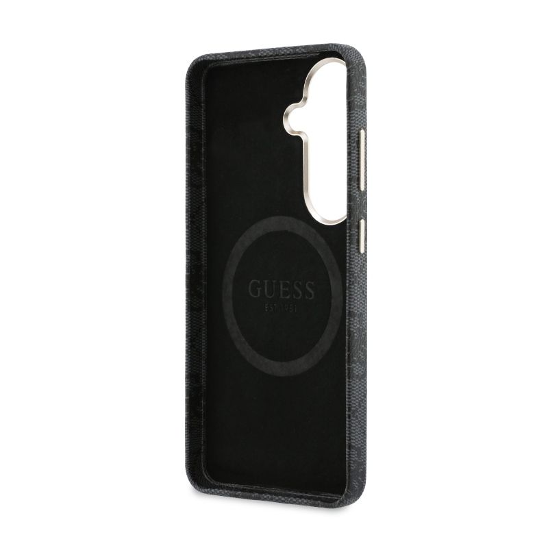 Guess PU 4G Script Metal Logo mágneses hátlap Samsung Galaxy S26 fekete