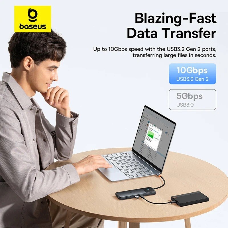 Baseus Metal Gleam II sorozat 10v1 USB-C HUB dokkolóállomás Cosmic Black