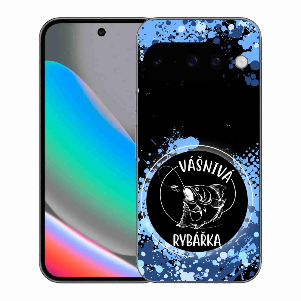 Gél borítás mmCase a Google Pixel 10 számára - szenvedélyes halász fekete háttérrel