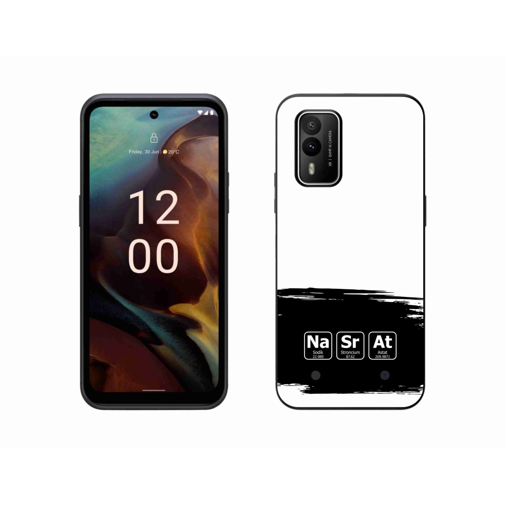 Gél borító mmCase a Nokia XR21 készülékre - kémiai elemek fekete és fehér háttérrel