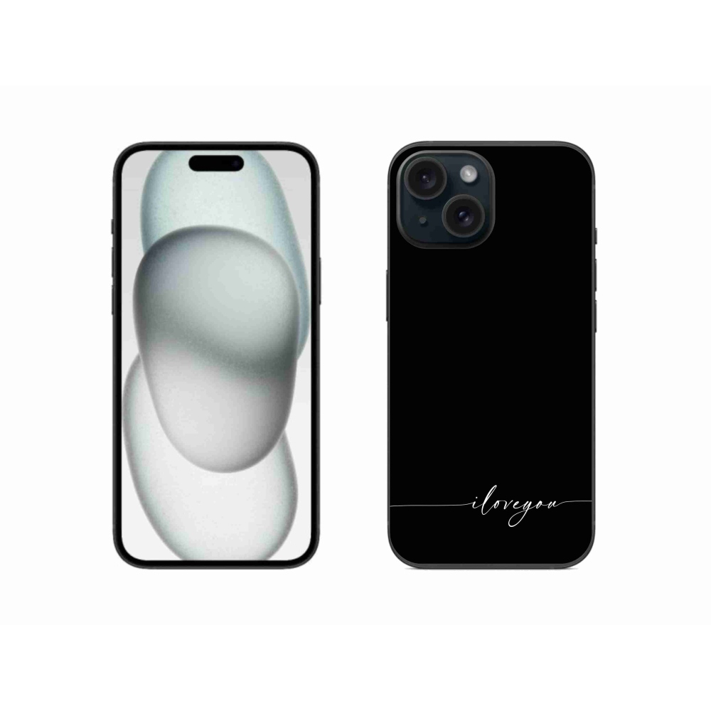 Gél borítás mmCase iPhone 15 készülékhez - Szeretlek fekete háttérrel