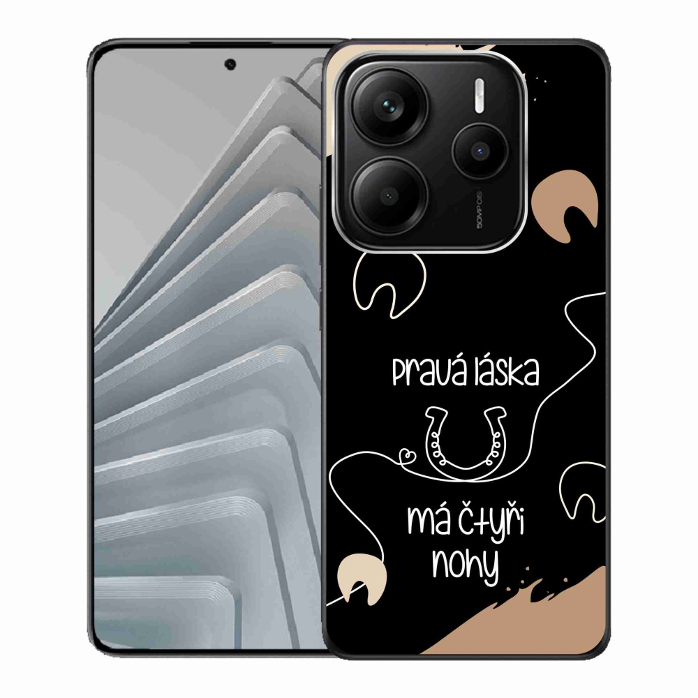 Gél borító mmCase a Xiaomi Redmi Note 14 5G számára - ló motívum fekete háttérrel