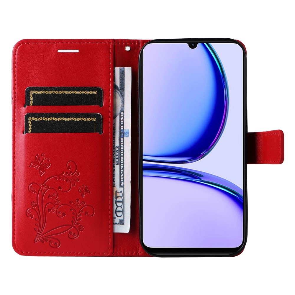 Nagy pillangó könyvtáska a Realme C51/C53 készülékhez - piros színben