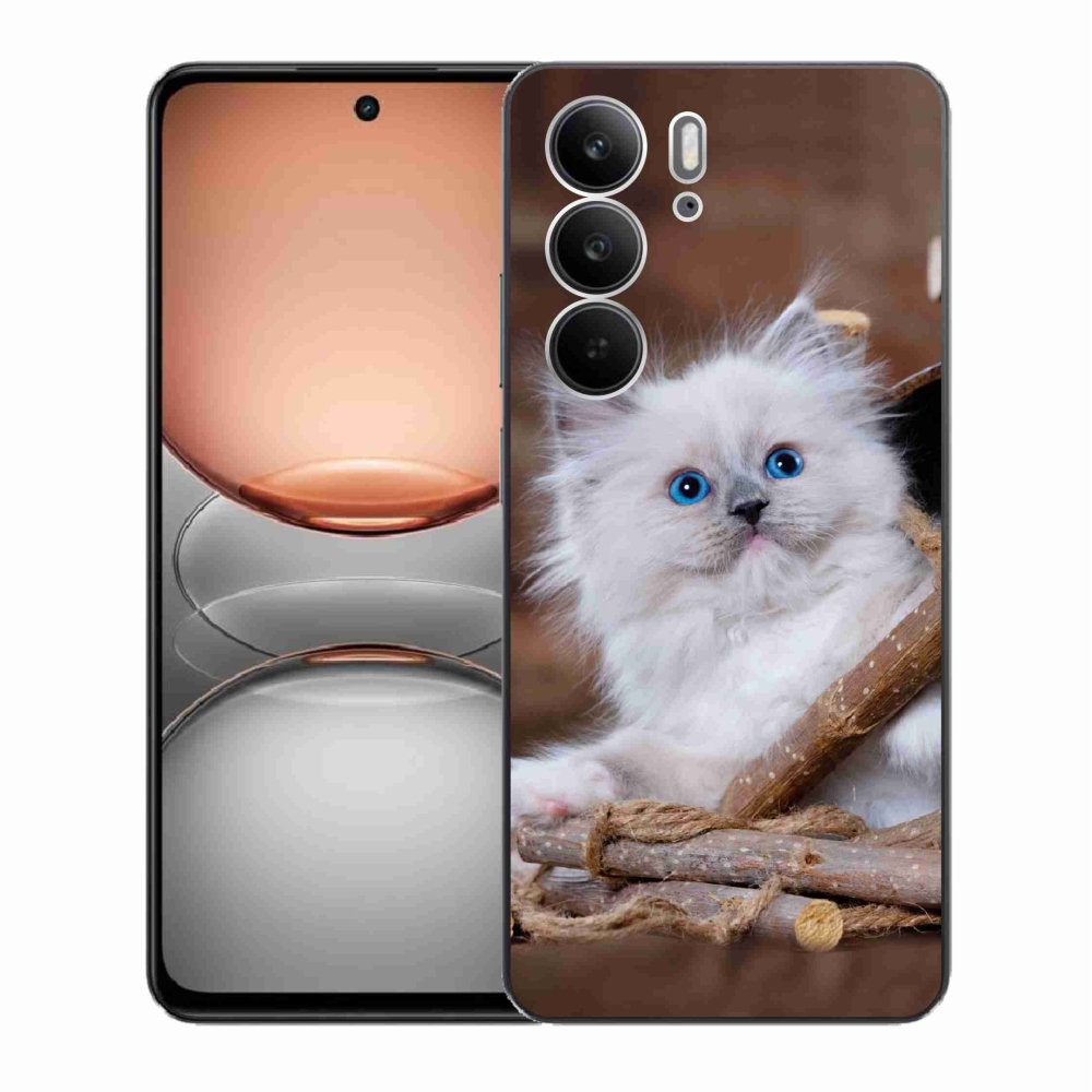 Gél borítás mmCase a Realme C75 készülékhez - fehér cica