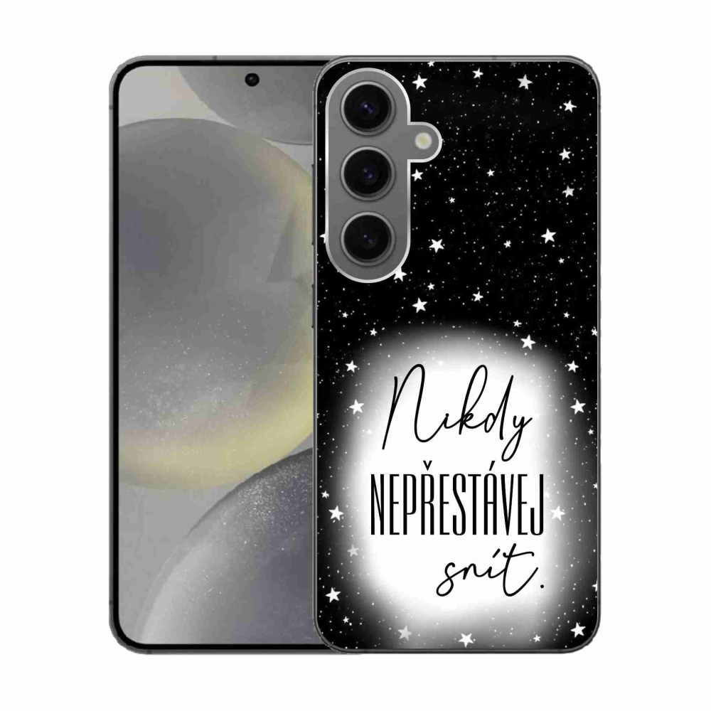 Gél borítás mmCase Samsung Galaxy S24 készülékhez - idézet 1 fehér és fekete háttérrel