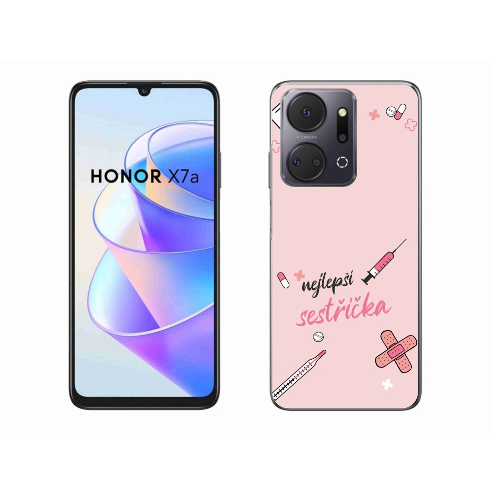 Gél borító mmCase a Honor X7a - a legjobb kishúg rózsaszín háttérrel