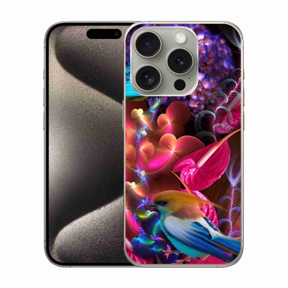 Zselés borítás mmCase iPhone 15 Pro készülékhez - színes virágok