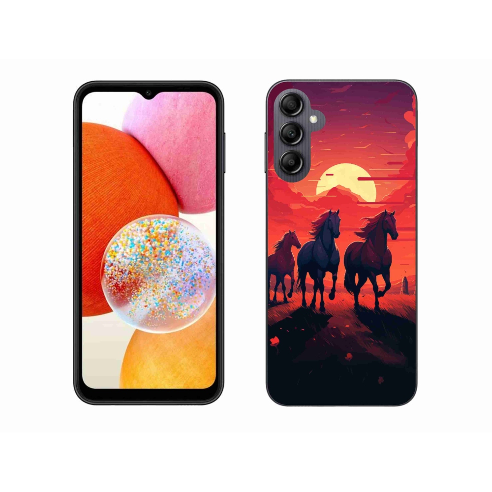 Gél borító mmCase Samsung Galaxy A14 4G/5G - lovak és naplemente