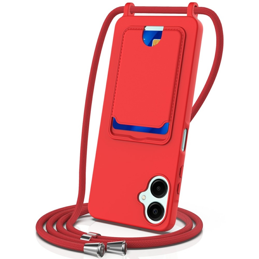 Zsinórral ellátott zselés tok Samsung Galaxy A06 4G kártyához - piros