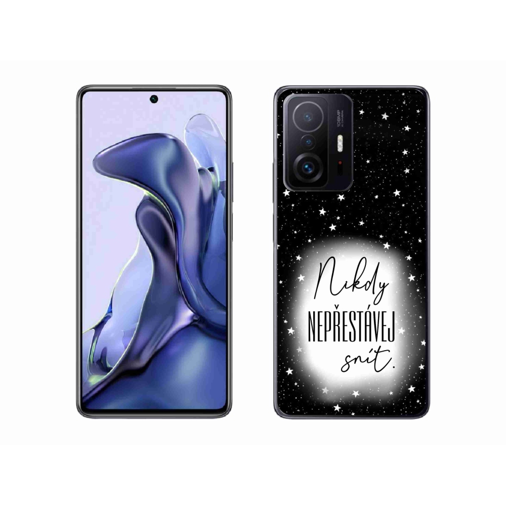 Gél borítás mmCase a Xiaomi 11T Pro számára - idézet 1 fehér és fekete háttérrel