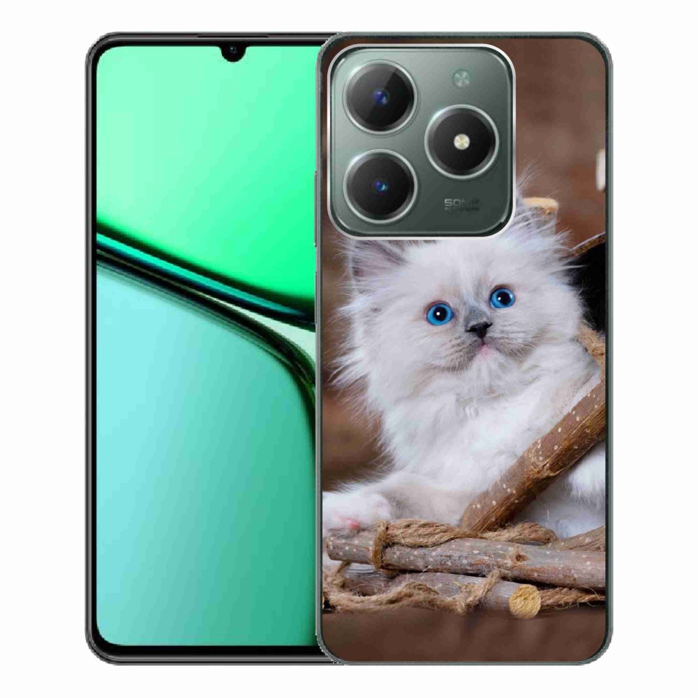 Gél borítás mmCase a Realme C61 készülékhez - fehér cica