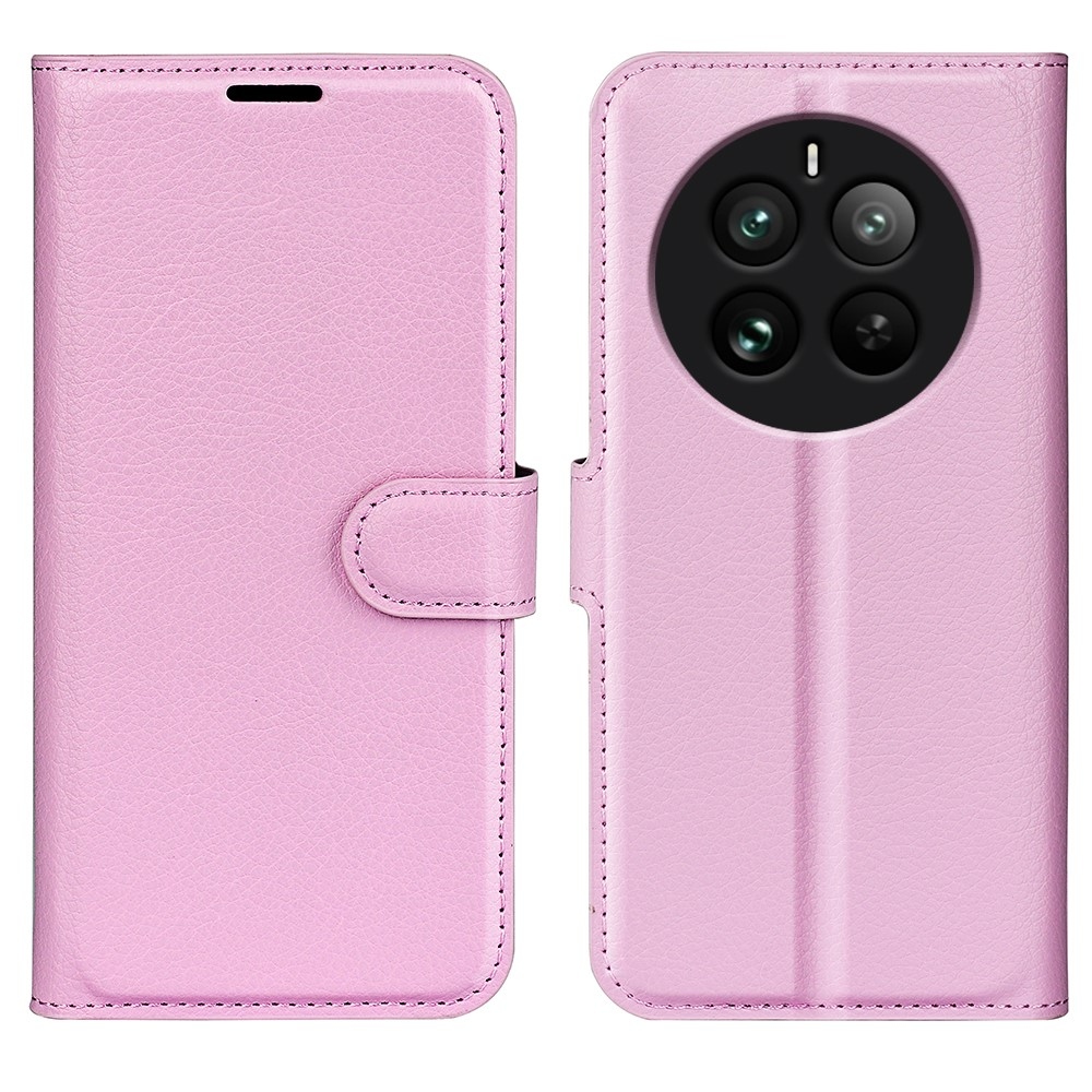 Litchi könyvtáska a Realme 12 Pro 5G/12 Pro+ 5G 12 Pro+ 5G készülékhez - rózsaszín